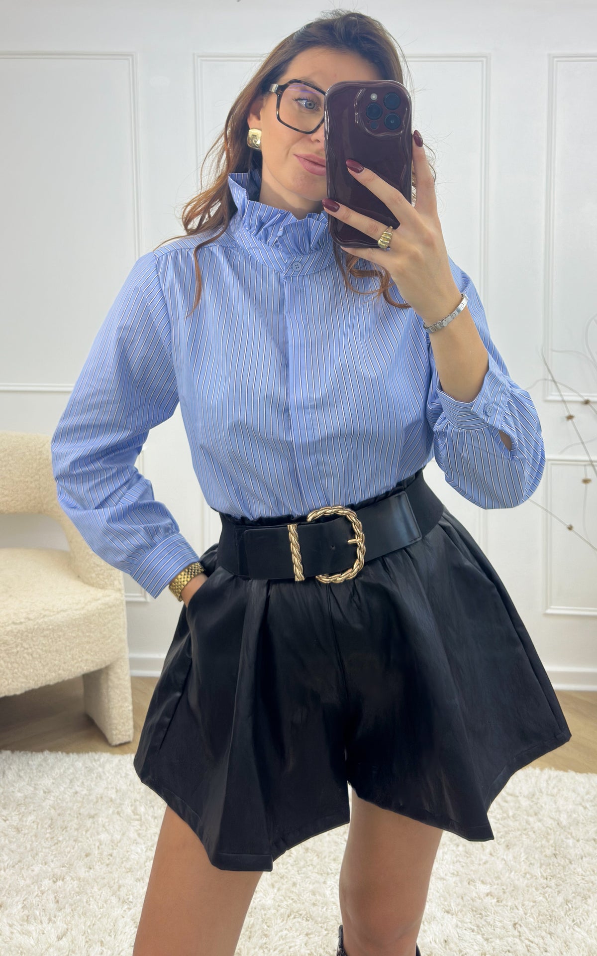 Camicia A Righe Iscandre - Blu