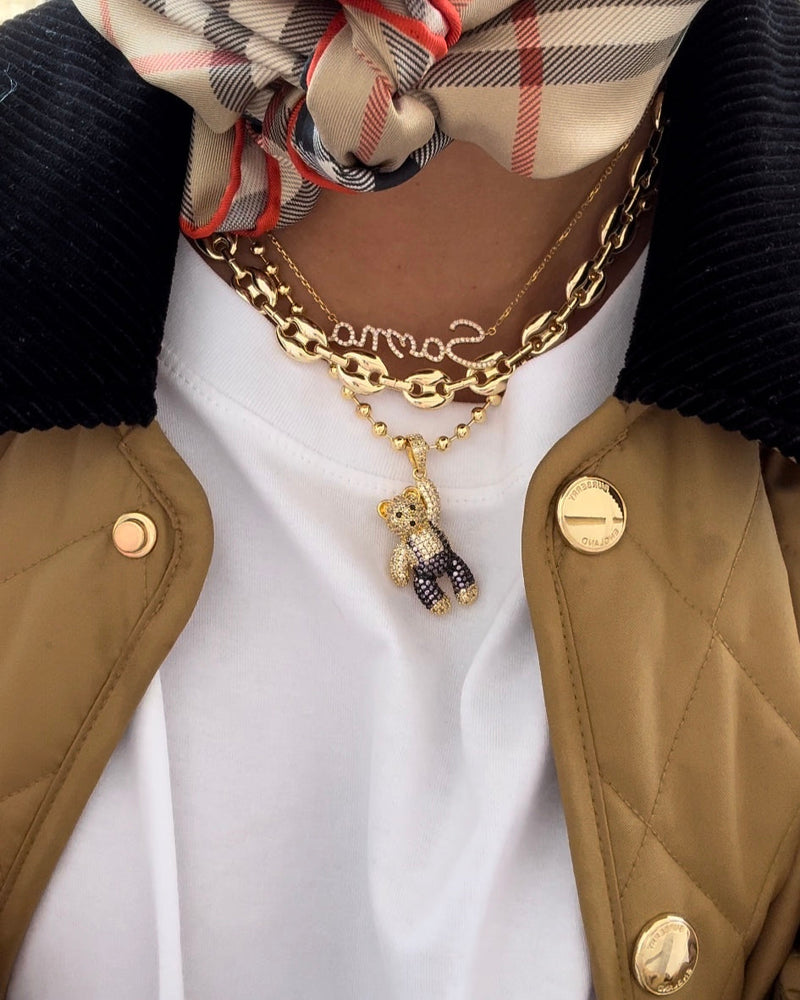 Collar de granos de café de oro