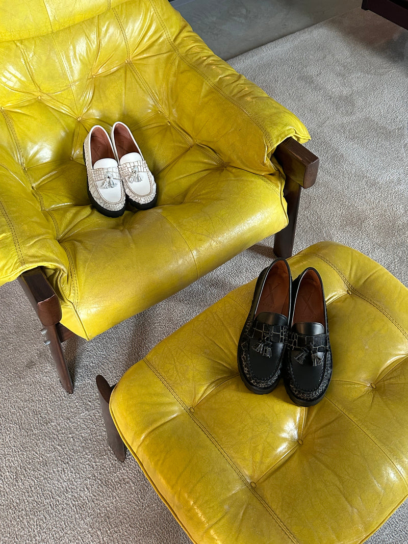 Penny Chunky Loafer Croco White - Lachoix