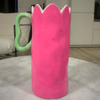 Vase Juliette En Céramique – Rose Intense, Forme Ondulée