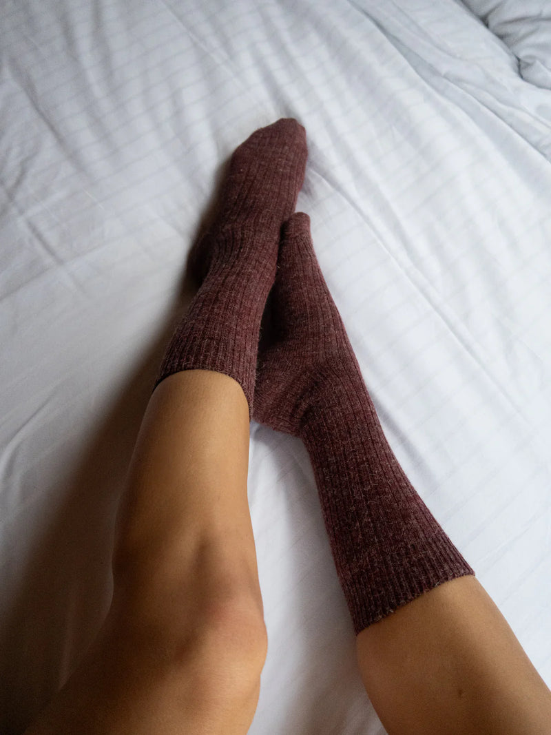 Chaussettes Laine Alpaga - Burgundy