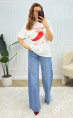 Camiseta Piment Dawn - Blanco Y Rojo
