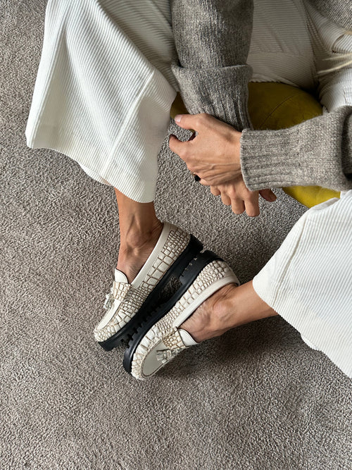 Mocasín Penny Chunky Croco Blanco - Lachoix