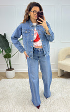 Giacca Di Jeans Cleo - Blu E Bianco