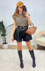 Sage Leopard T-Shirt - Brown and Beige
