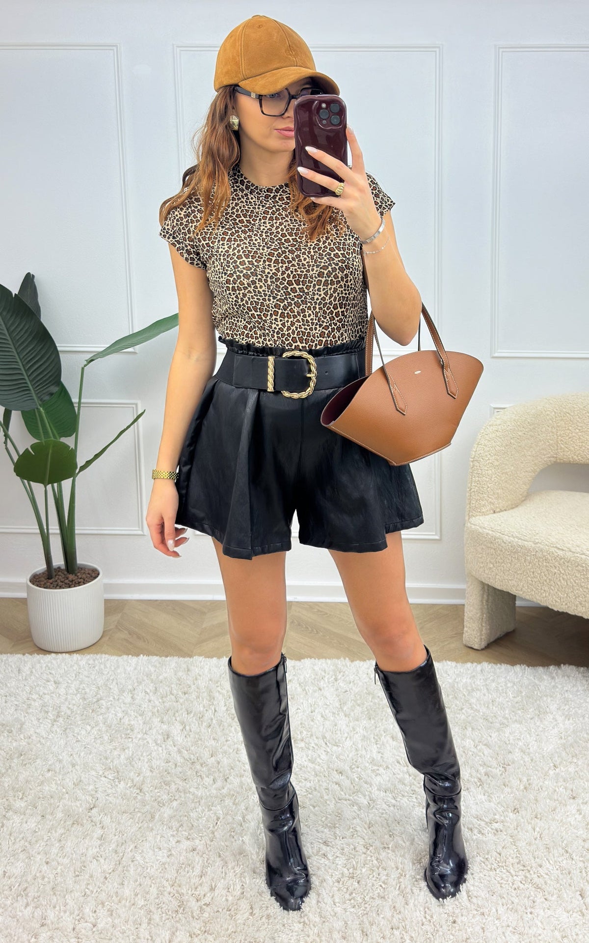 Sage Leopard T-Shirt - Brown and Beige