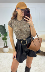 Sage Leopard T-Shirt - Brown and Beige