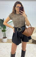 Sage Leopard T-Shirt - Brown and Beige
