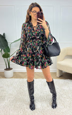 Piper Floral Dress - Black