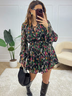 Piper Floral Dress - Black