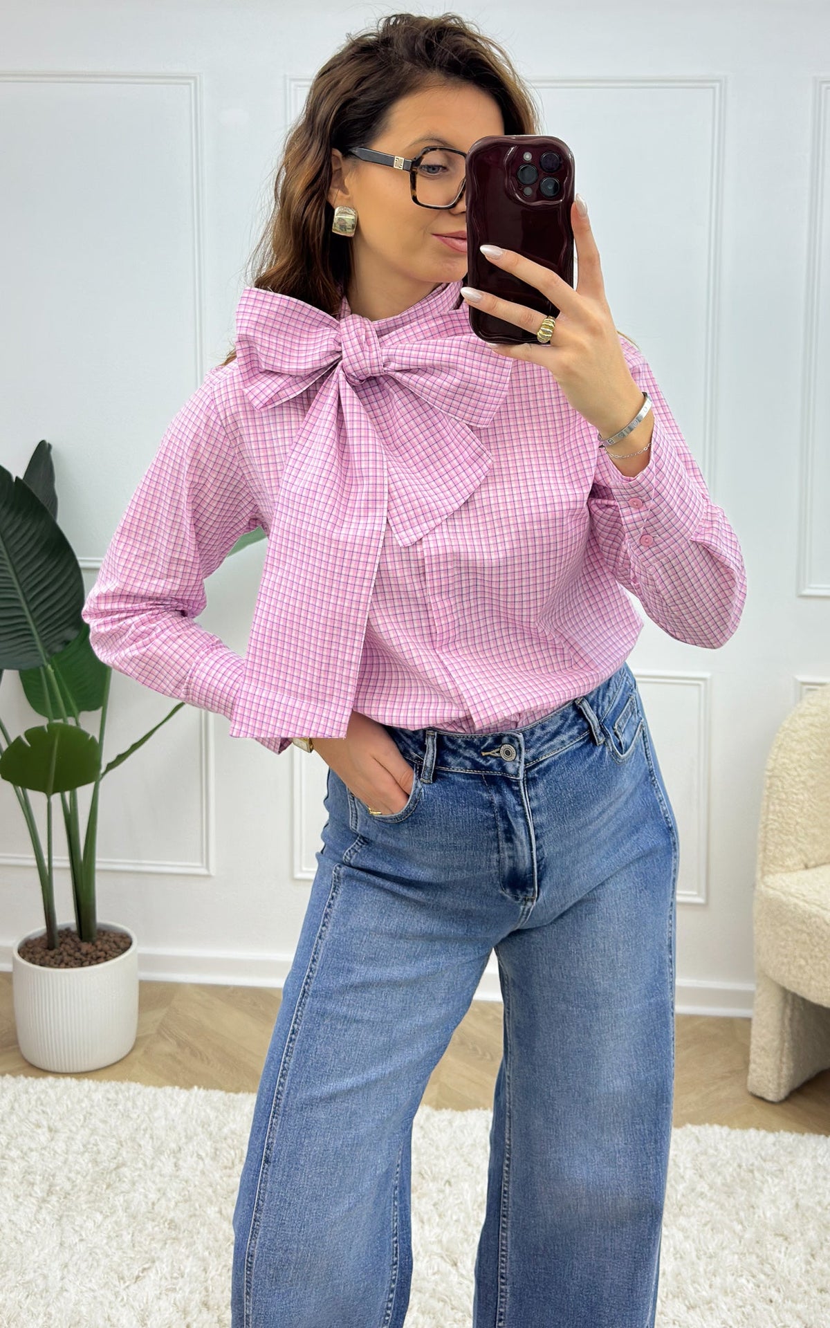Blusa Cuadros Opal - Rosa