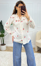 Floral Vaila Blouse - White