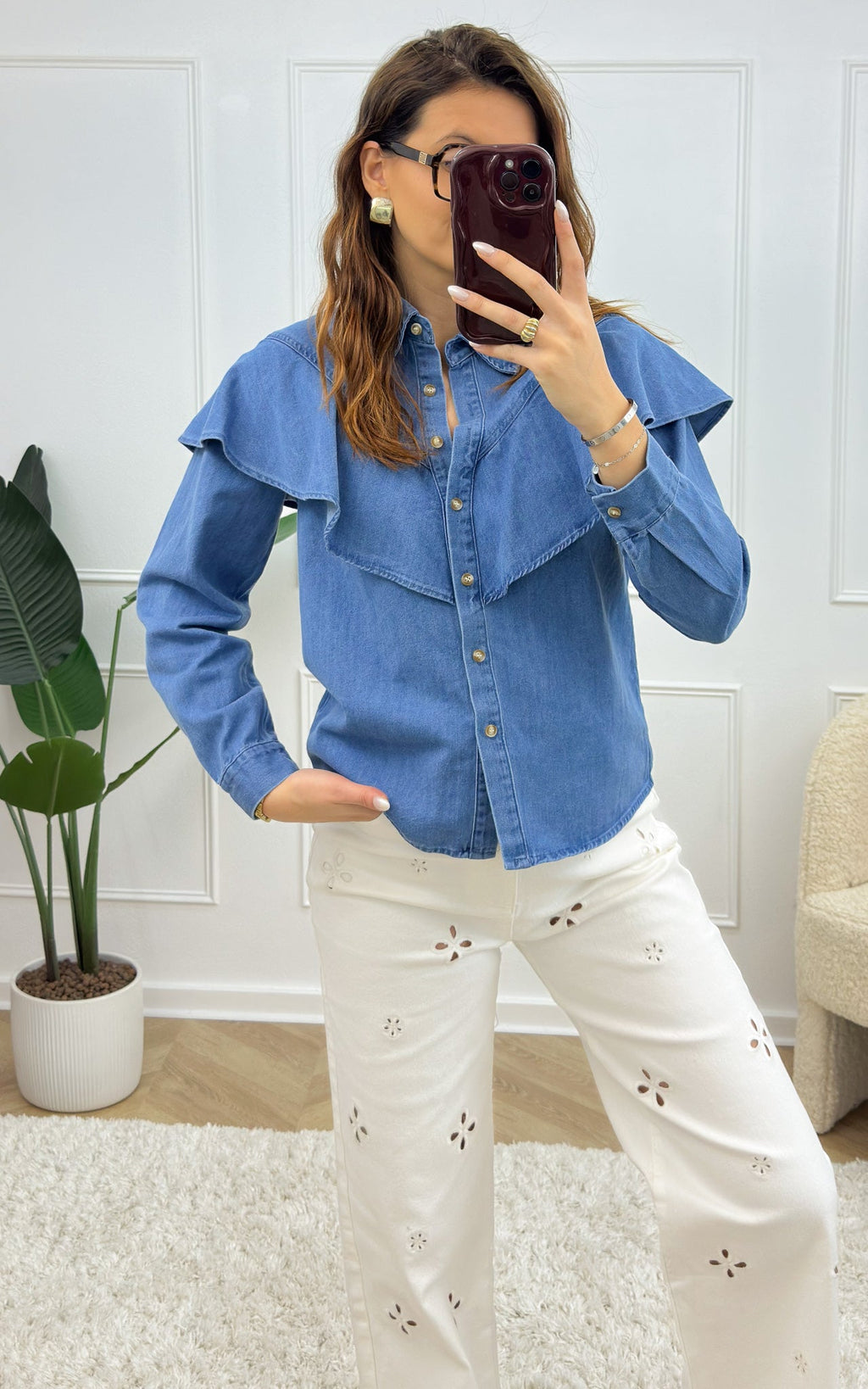 Camisa Vaquera Teal - Azul
