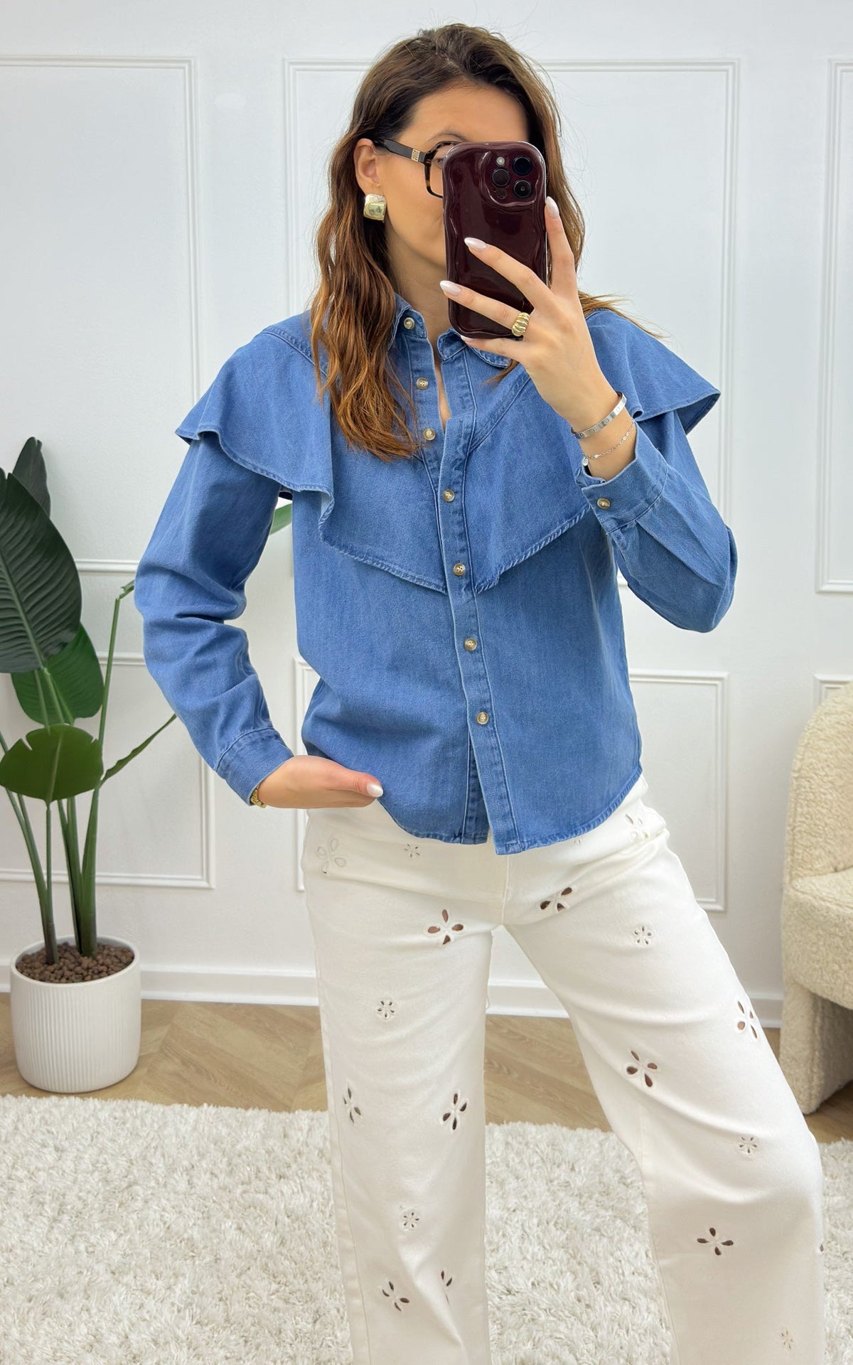 Camisa Vaquera Teal - Azul