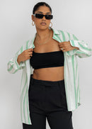 Chemise Miles Linen - Green & White