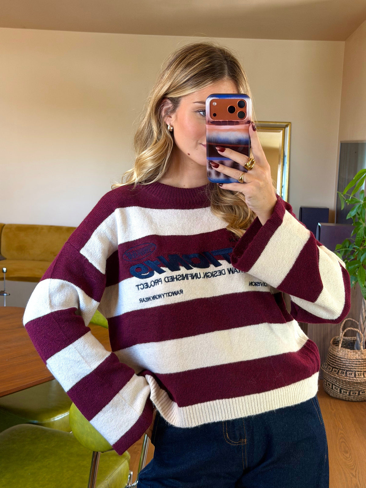 Édition19 Striped Burgundy Jumper