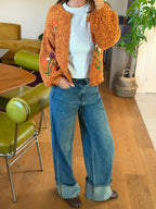 Gilet En Maille Brodé Fleurs