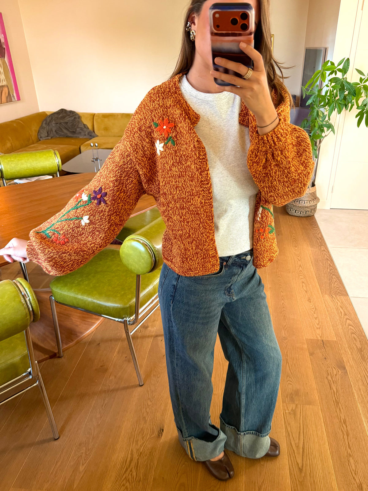 Gilet En Maille Brodé Fleurs