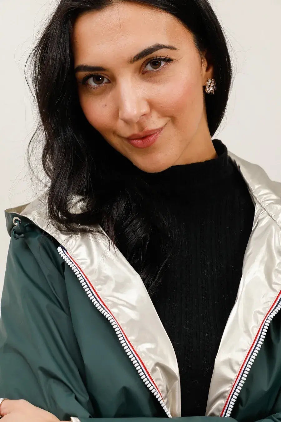 Elena Raincoat - Forest Green/Gold