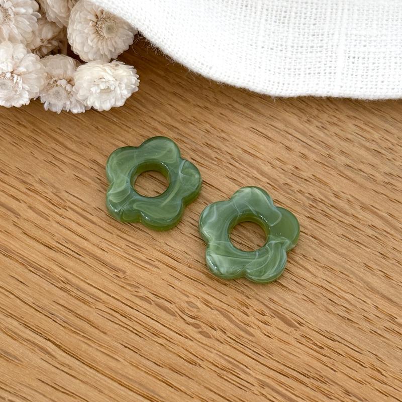 “Flora” acetate flowers-Earrings-instants-plaisirs-Olive green-Instants Plaisirs | Jewelry
