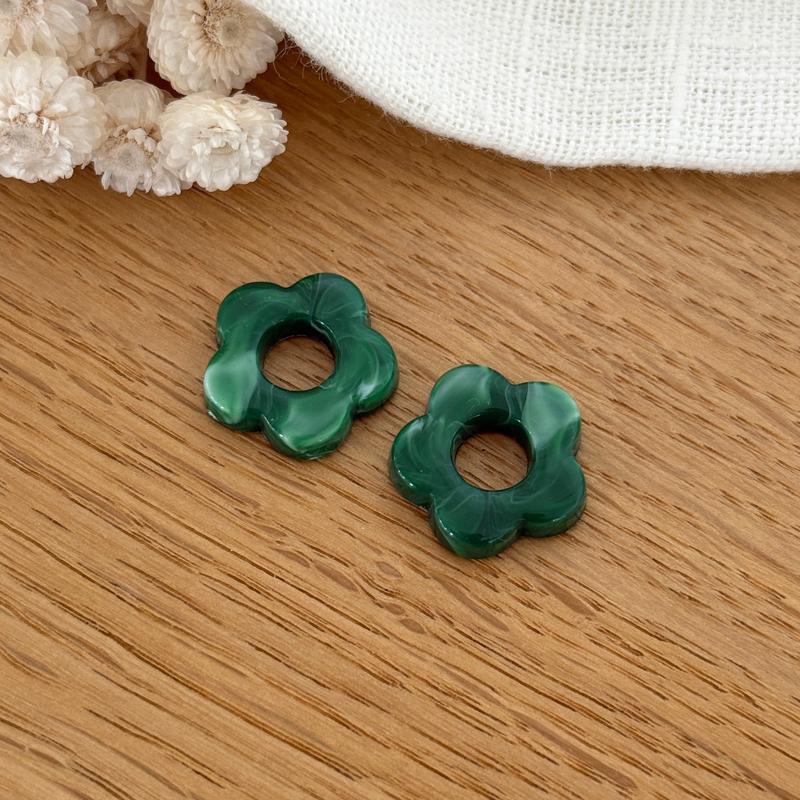 “Flora” acetate flowers-Earrings-instants-plaisirs-Dark green-Instants Plaisirs | Jewelry