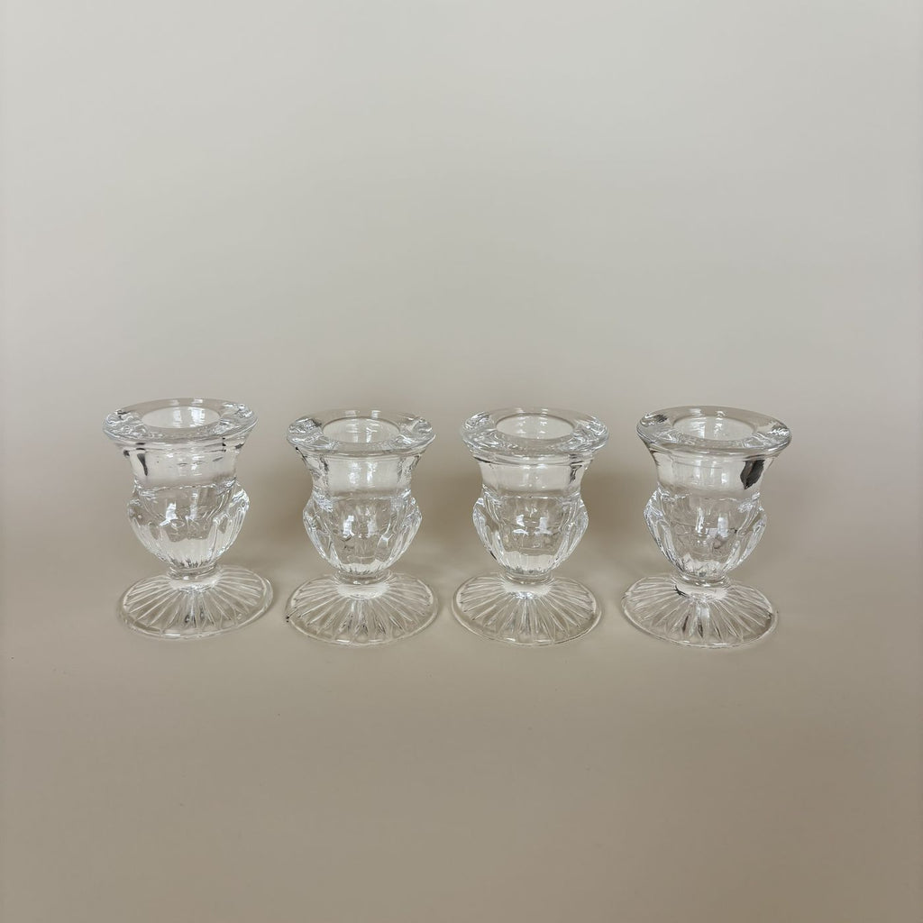 Juego De 4 Candelabros De Vidrio