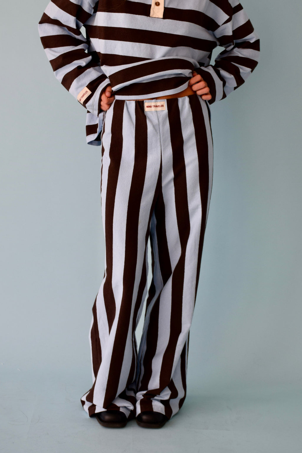 Pantalones Filipa Brown Y Celeste