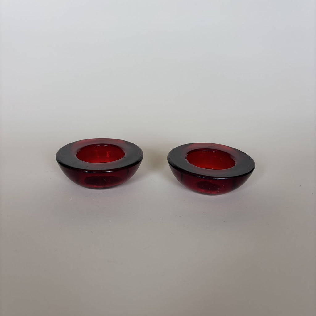 Portavelas De Cristal Rojo
