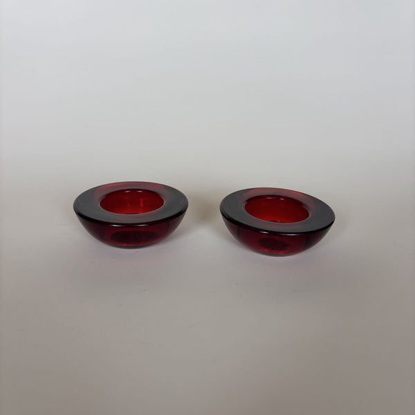 Bougeoirs En Verre Rouge