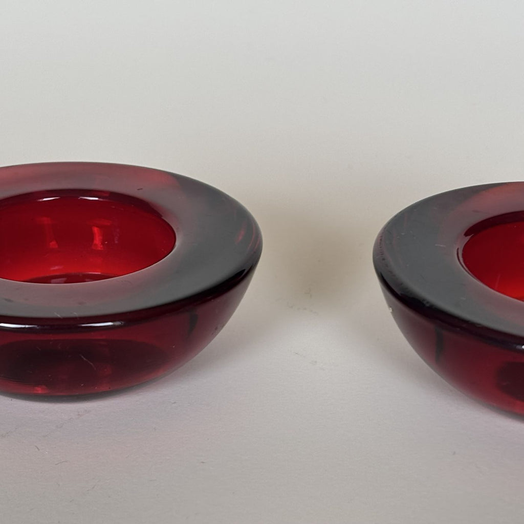 Portavelas De Cristal Rojo