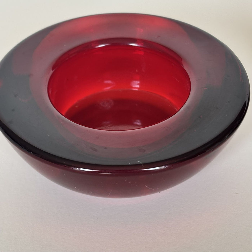Portavelas De Cristal Rojo