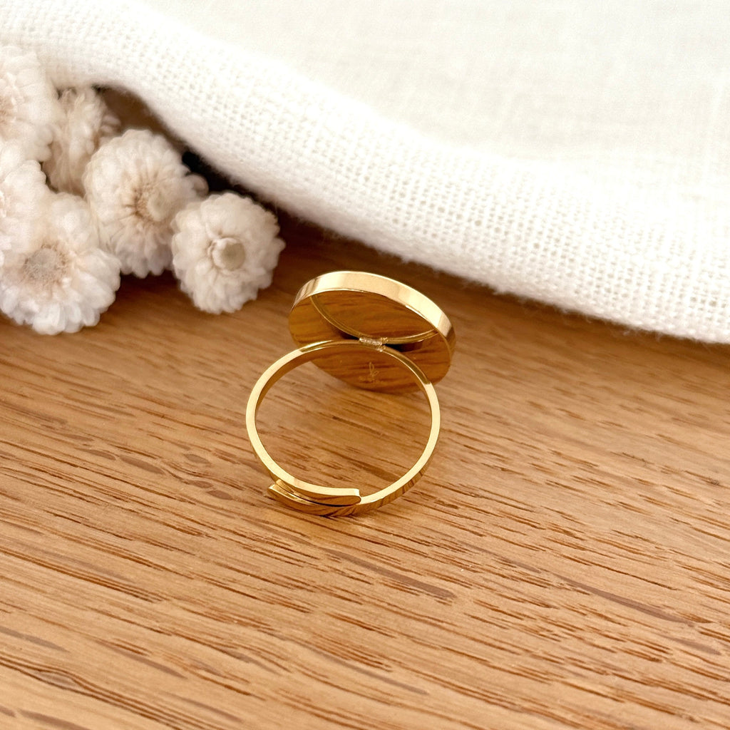 Anillo Ophéa de acero con ojo de tigre