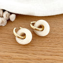 “Luisa” White Steel Hoop Earrings