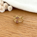 Anillo Acero Cuarzo Fresa “Amara”