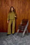 Pantalon Droit En Velours Côtelé Vert