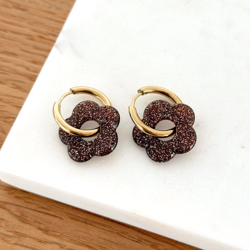 Créoles "Poppy" Marron Acier