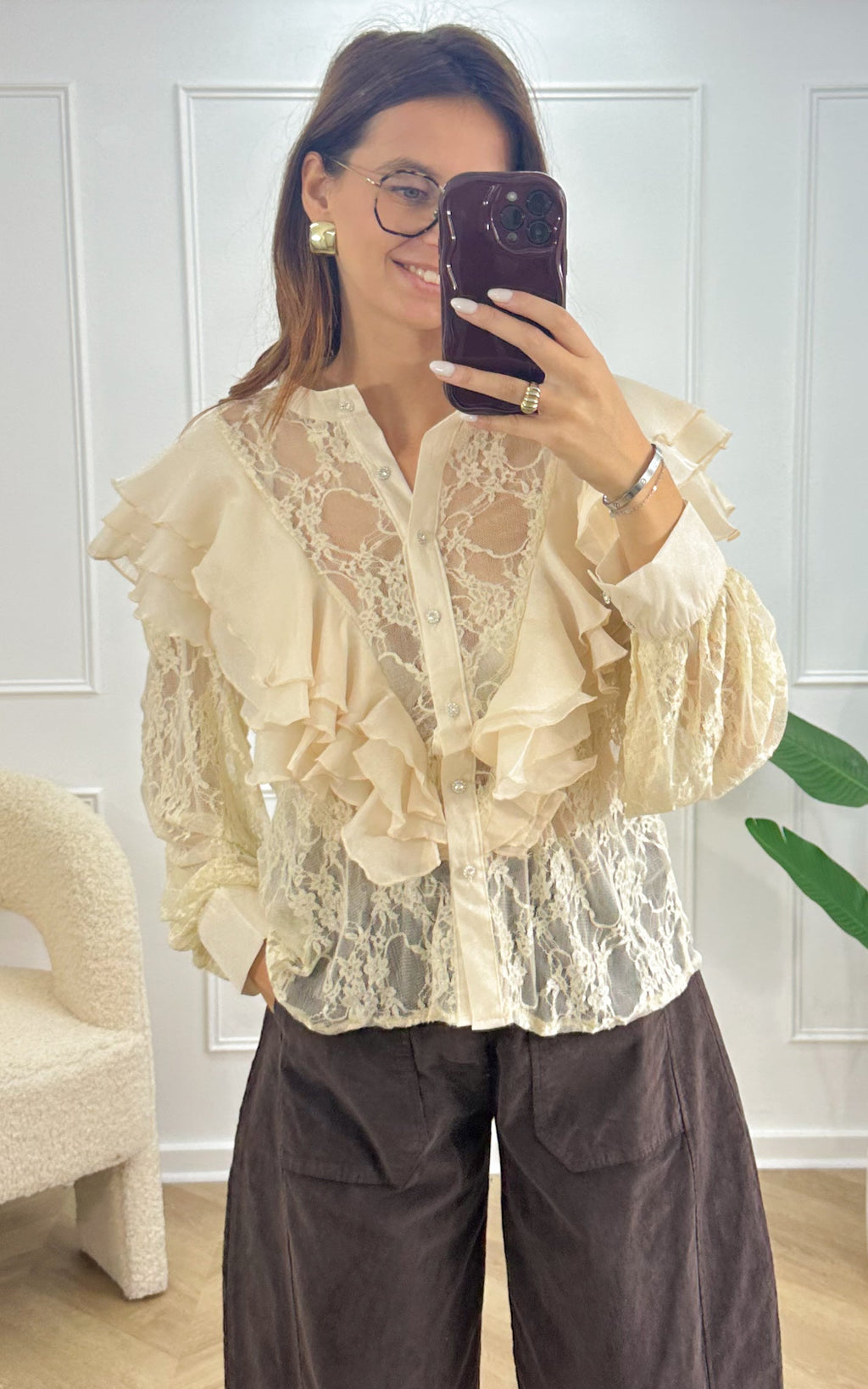 Camisa Encaje Ardan - Crudo