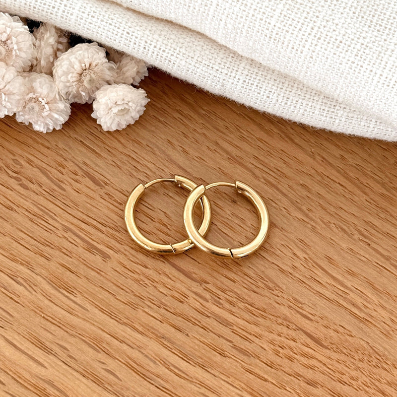 “Mini Filo” Hoop Earrings Gold Steel