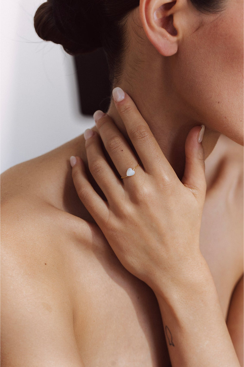 Bague Chaînette Coeur - Nacre