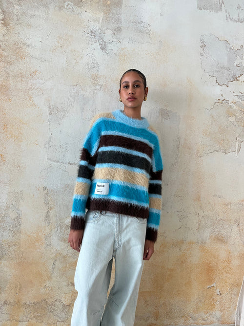 Mailles À Rayures Bleues