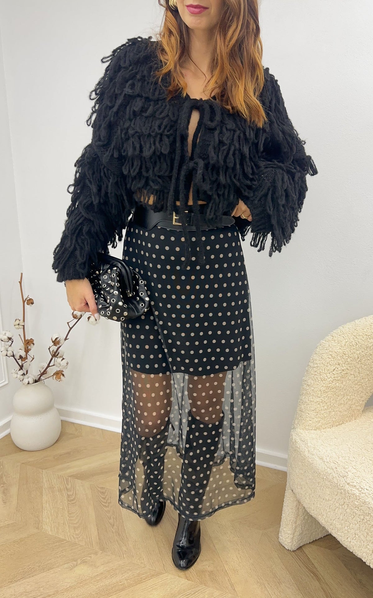 Cardigan Frange Ismene - Nero