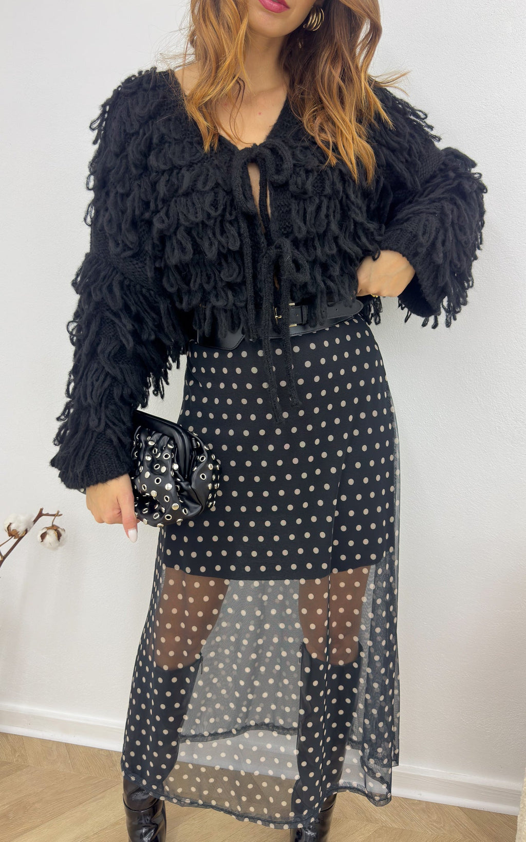 Cardigan Frange Ismene - Nero