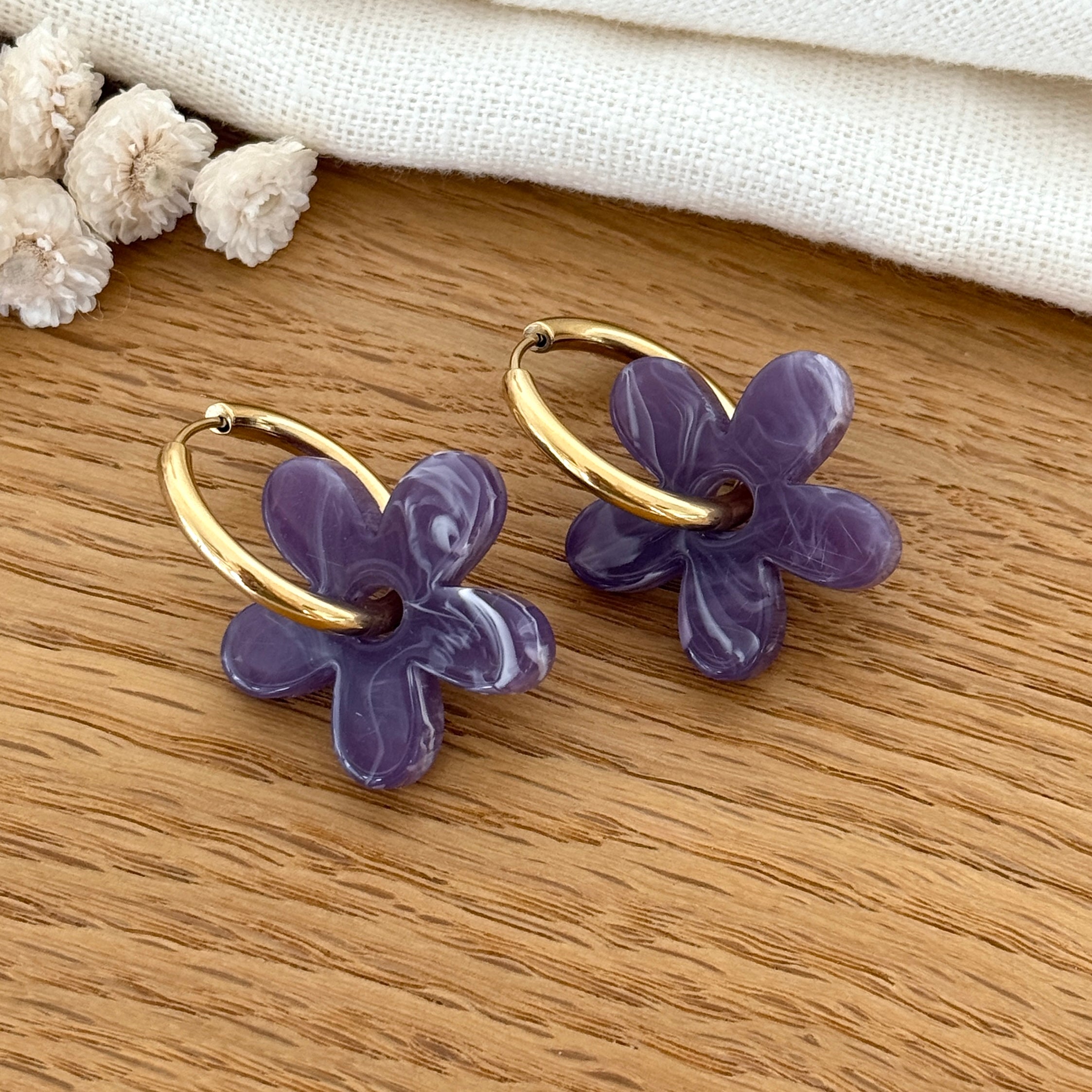Pendientes aro “Maria” acero morado