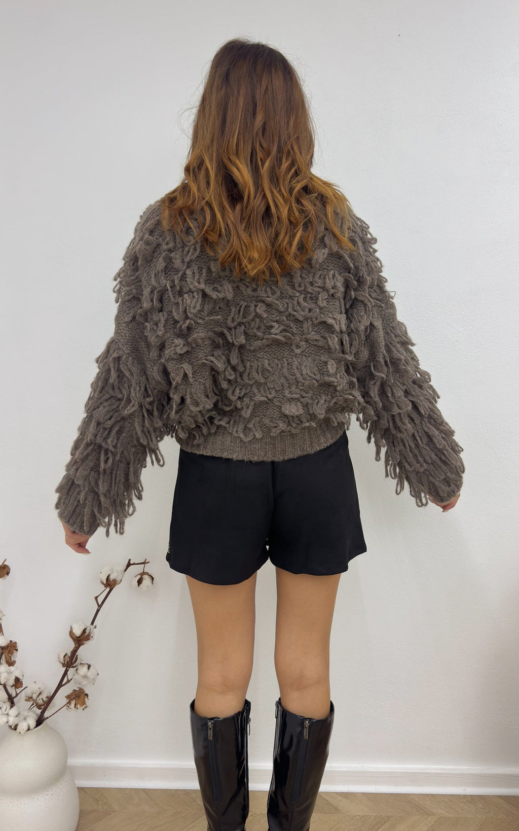 Cardigan Frange Ismene - Tortora