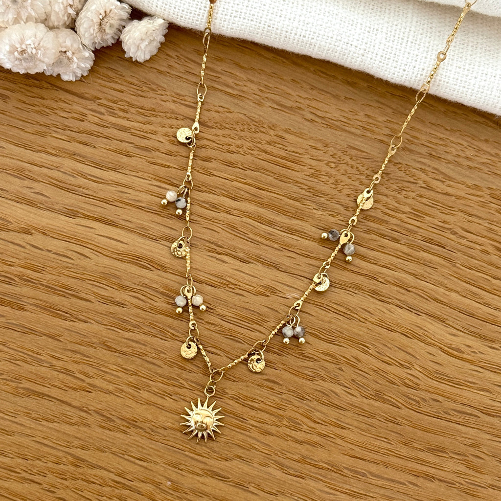 Collar jaspe acero “Sol”