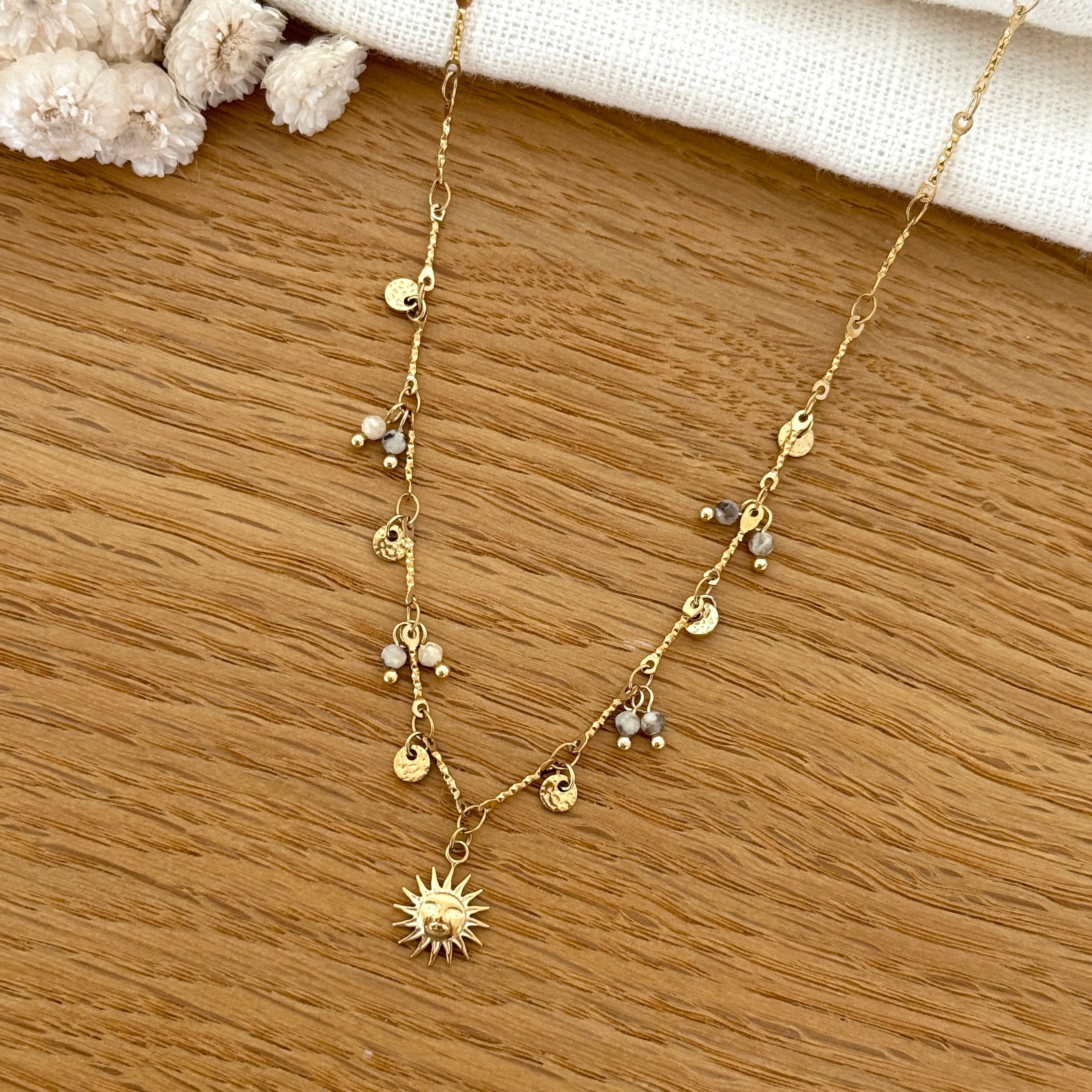 Collar jaspe acero “Sol”