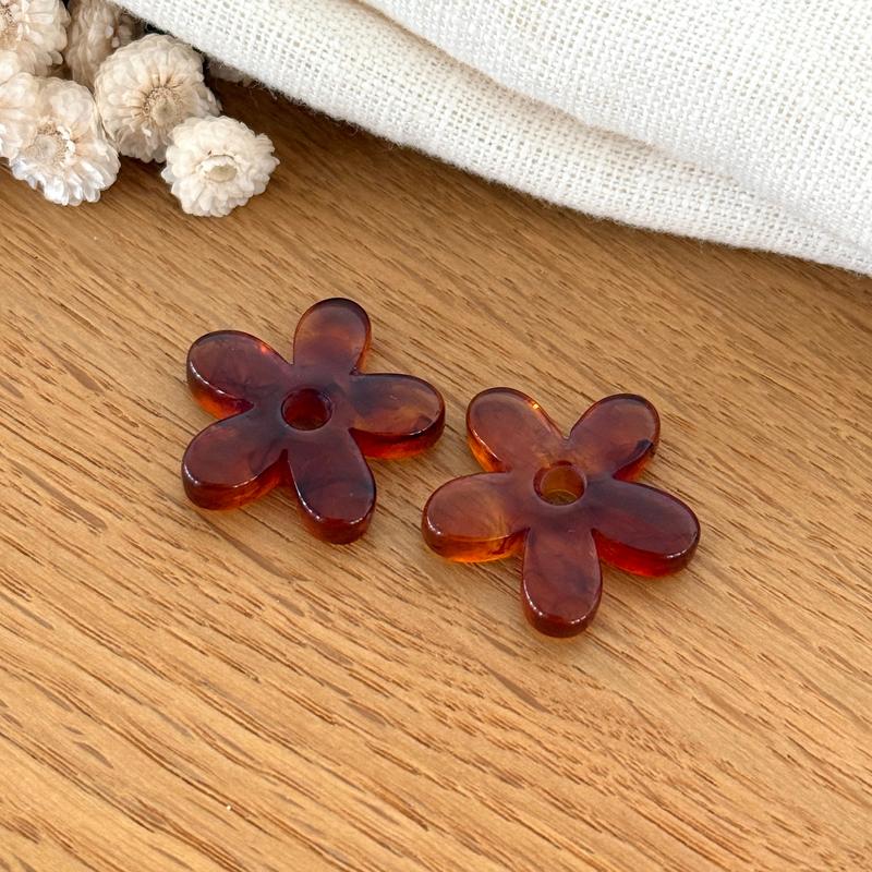 Fleurs "Maria" acétate-Boucles d'oreilles-instants-plaisirs-Marron-Instants Plaisirs | Bijoux