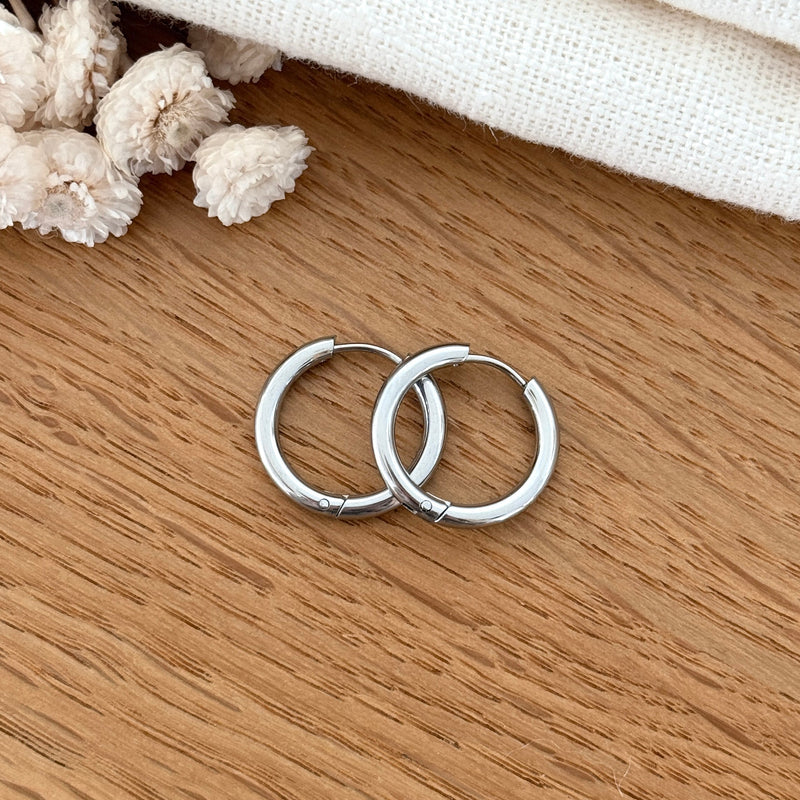 “Mini Filo” Hoop Earrings Silver Steel
