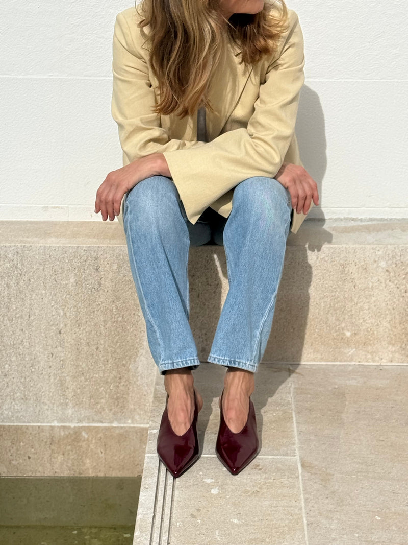 Bailarina Slingback Tacón Kitten Burdeos