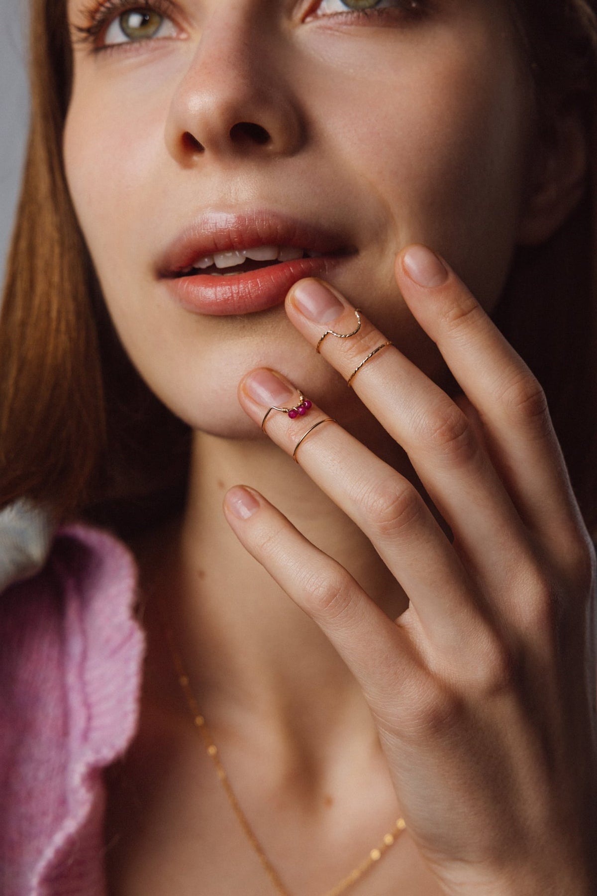 Bague D'Ongle Tissage - Rubis